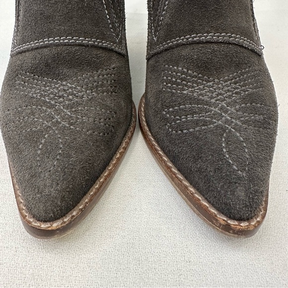 Anthropologie Sixtyseven Gray Suede Cowgirl Ankle Bootie 6 - Picture 3 of 11